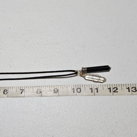 Obsidian Wired Crystal Pendulum Pendant Necklace Spiritual Grounding Jewelry - Picture 7 of 7